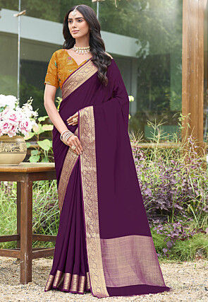 Woven Georgette Saree in Purple