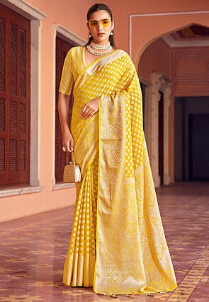 Woven Georgette Saree in Yellow
