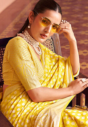 Woven Georgette Saree in Yellow