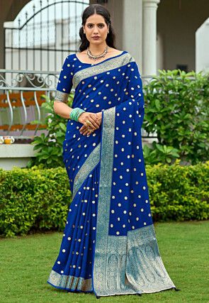 Woven Georgette Silk Saree in Blue