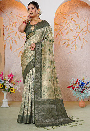 Woven Georgette Silk Saree in Green