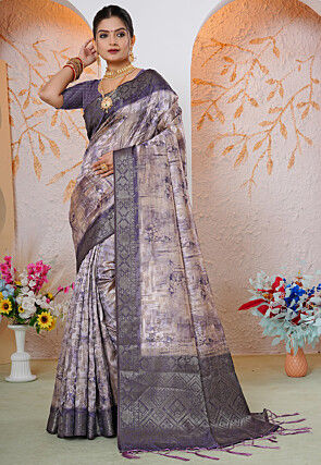 Woven Georgette Silk Saree in Purple