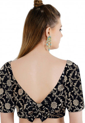 Woven Handloom Cotton Jacquard Blouse in Black