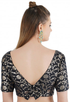 Woven Handloom Cotton Jacquard Blouse in Black