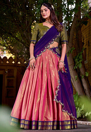 Kanchipuram Lehenga in Pink
