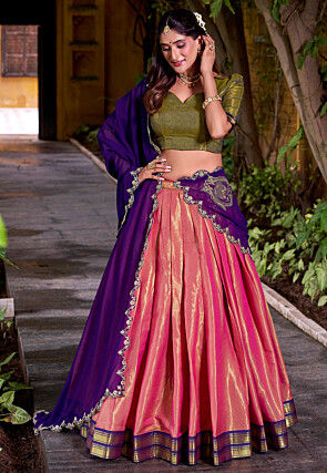 Kanchipuram Lehenga in Pink
