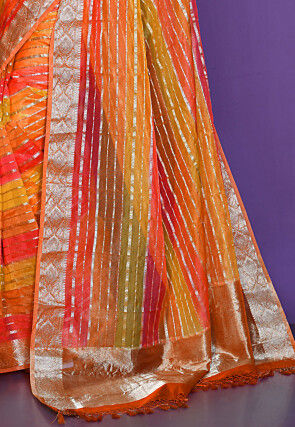 Woven kora Silk Saree in Multicolor