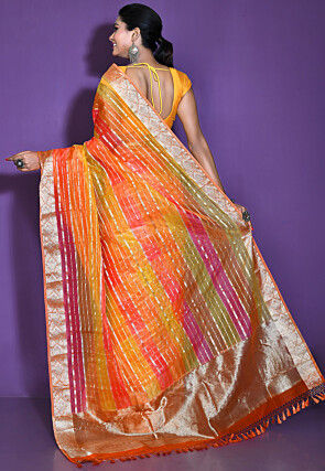 Woven kora Silk Saree in Multicolor