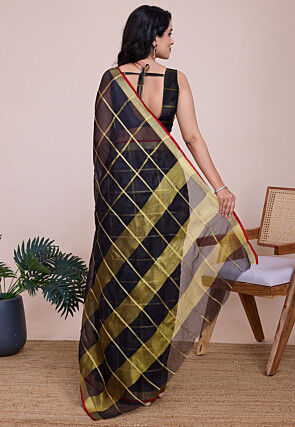 Woven Kota Doria Saree in Black