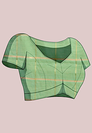 Woven Kota Doria Saree in Light Green