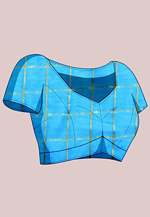 Woven Kota Doria Saree in Sky Blue