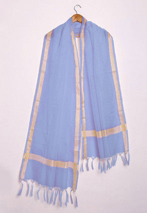 Woven Kota Silk Dupatta in Light Blue