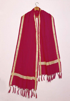 Woven Kota Silk Dupatta in Maroon