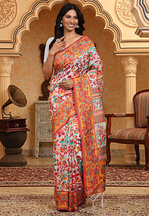 Woven Linen Cotton Saree in Baby Pink