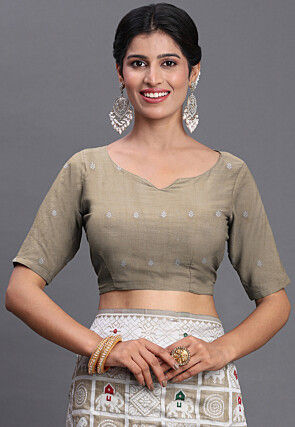 Woven Linen Cotton Saree in Beige