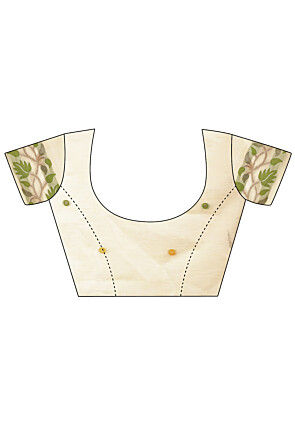 Woven Linen Cotton Saree in Cream