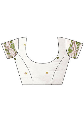 Woven Linen Cotton Saree in Off White