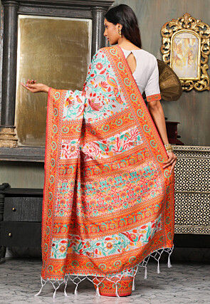 Woven Linen Cotton Saree in Off White