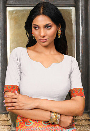 Woven Linen Cotton Saree in Off White