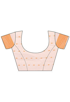 Woven Linen Cotton Saree in Orange