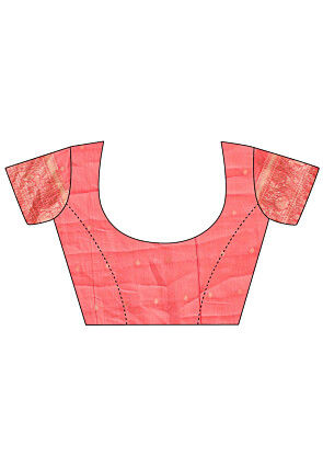 Woven Linen Cotton Saree in Peach