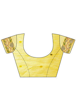 Woven Linen Cotton Saree in Yellow