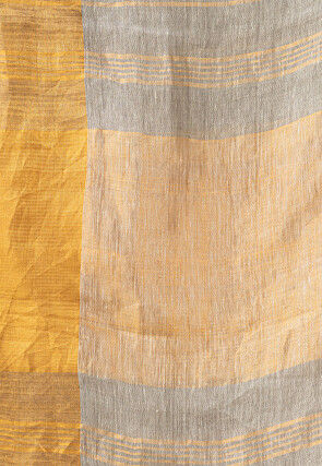 Woven Linen Saree in Light Grey