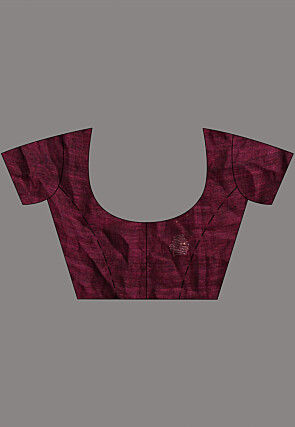 Woven Linen Saree in Wine