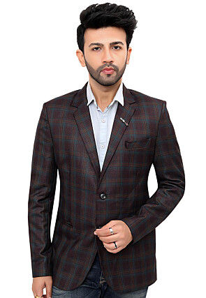 Woven Linen Silk Blazer in Purple