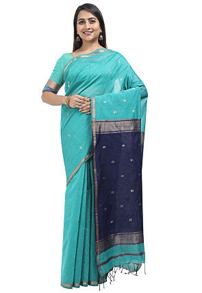 Woven Maheshwari Cotton Saree in Blue