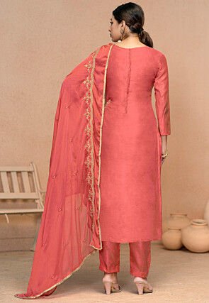 Woven Modal Cotton Pakistani Suit in Peach