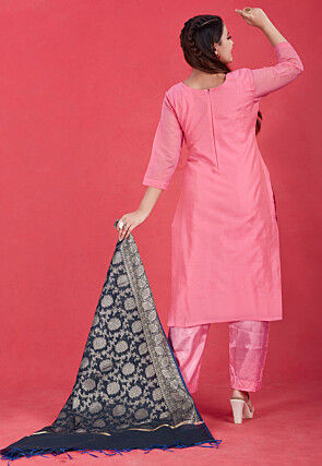Woven Modal Cotton Pakistani Suit in Pink