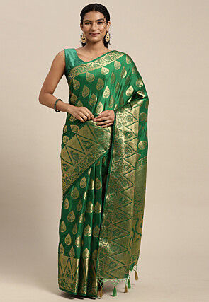 Woven Mysore Silk Saree in Green