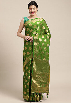 Woven Mysore Silk Saree in Green