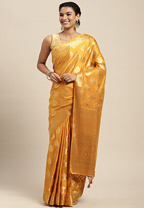 Woven Mysore Silk Saree in Mustard
