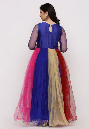 Woven Net Gown in Multicolor and Blue