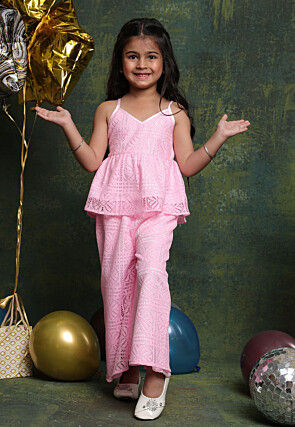 Woven Net Jacquard Top and Bottom in Pink