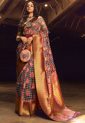 Beige Rupali Ganguly Checks Printed Saree 4679SR04