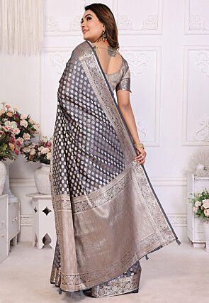 Woven Organza Saree in Grey
