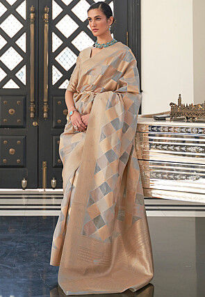 Woven Organza Saree in Grey