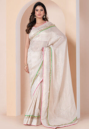 Woven Organza Saree in Off White
