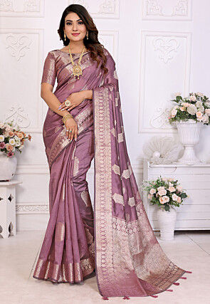 Woven Organza Saree in Purple