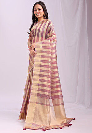 Woven Organza Saree in Purple