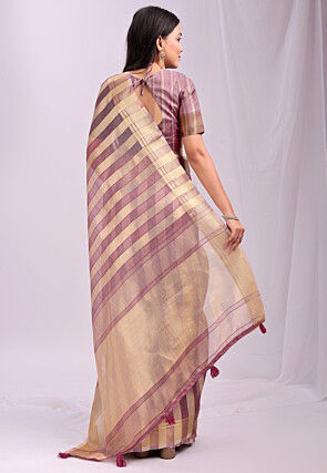 Woven Organza Saree in Purple