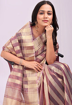 Woven Organza Saree in Purple
