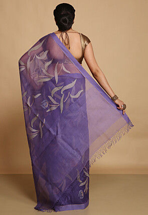 Woven Organza Saree in Purple