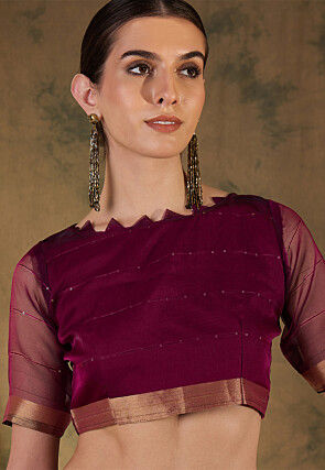 Woven Organza Saree in Wine