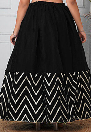 Woven Organza Skirt in Black