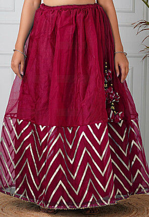 Woven Organza Skirt in Magenta
