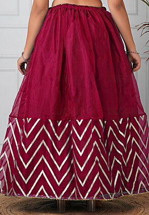 Woven Organza Skirt in Magenta